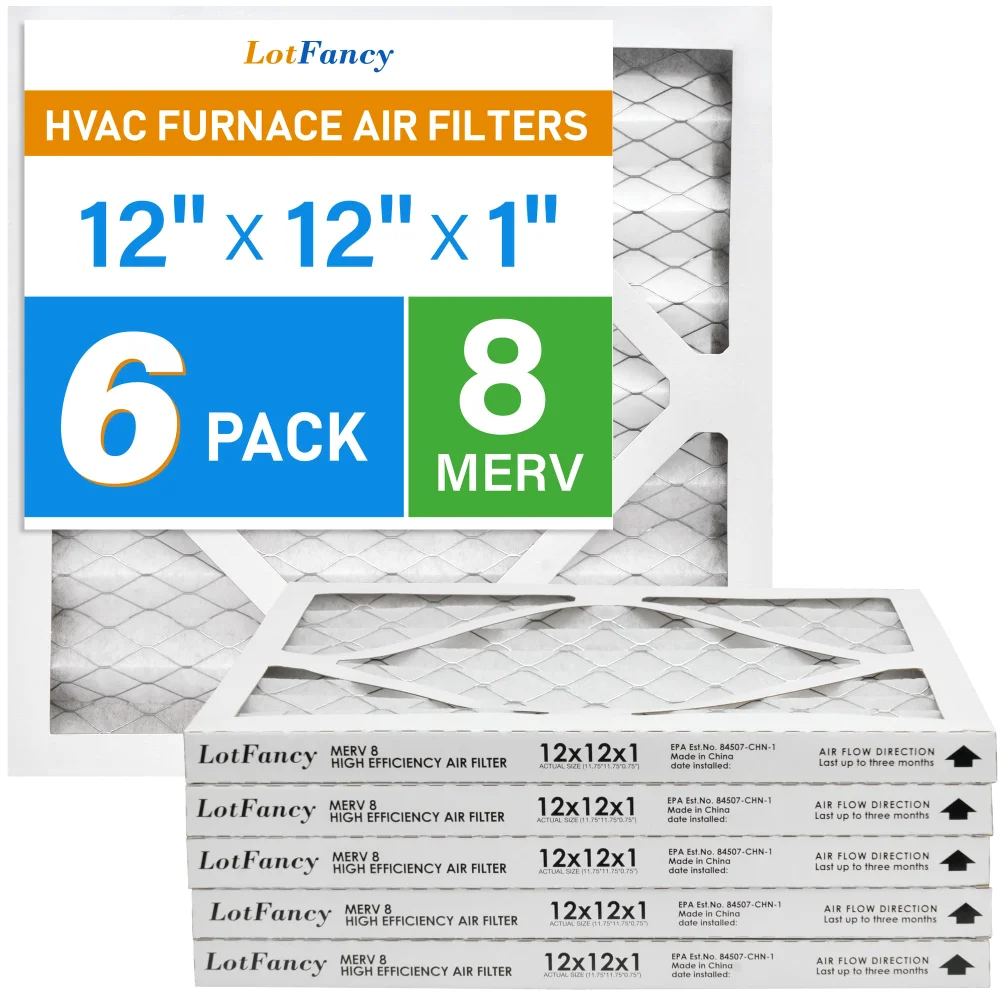 LotFancy Air Filter, 12x12x1 in, MERV 8, 6-pack