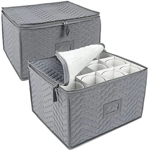 LotFancy Stemware Storage Container, 15.5x12.5 in, 2-pack, Gray