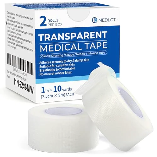 LotFancy Clear Medical Tape 1" X, 10 yd rolls, 2-pack