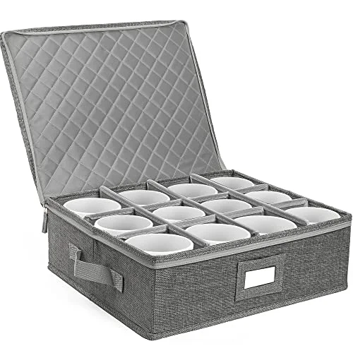 LotFancy Cup and Mug Storage Container, Gray