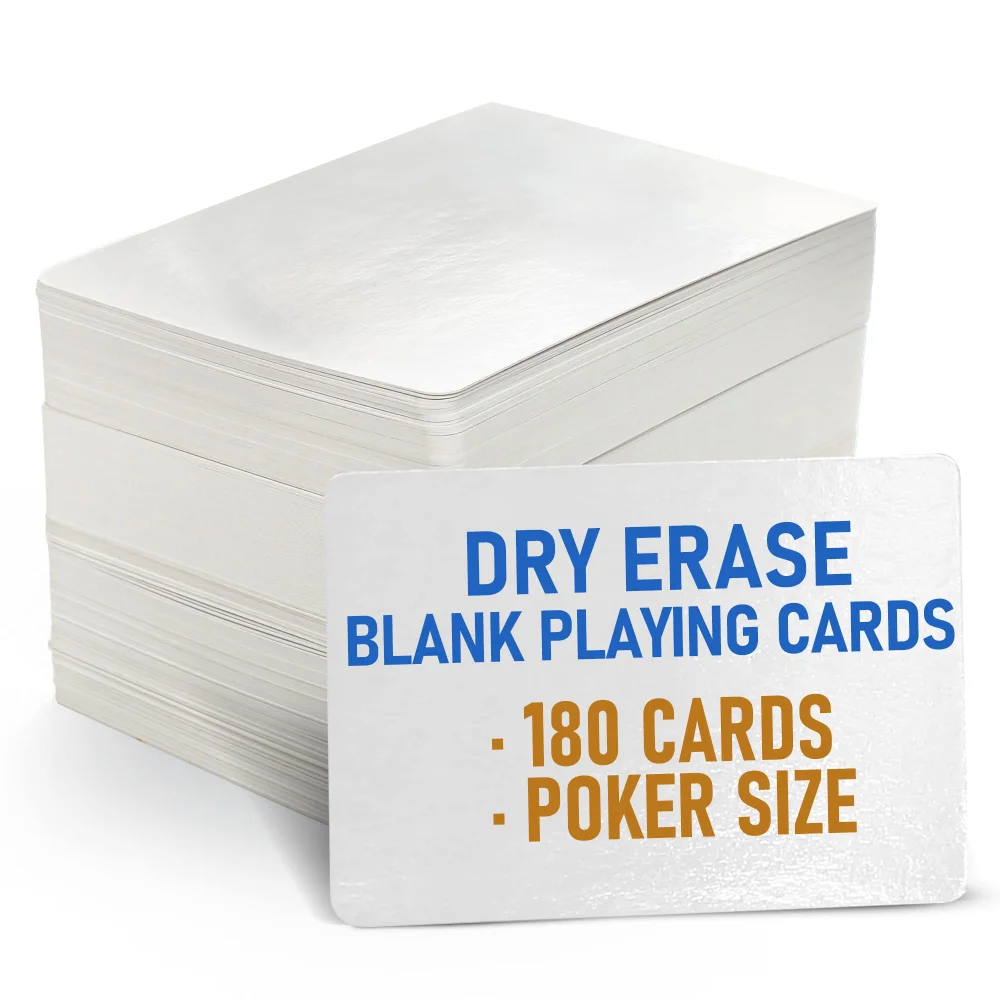 LotFancy Dry Erase Blank Playing Cards to Write, 180-pack, White