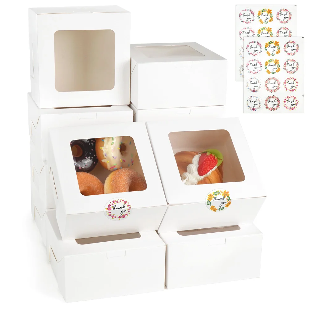 LotFancy Cookie Box, 6x6x3 in, 24-pack, White