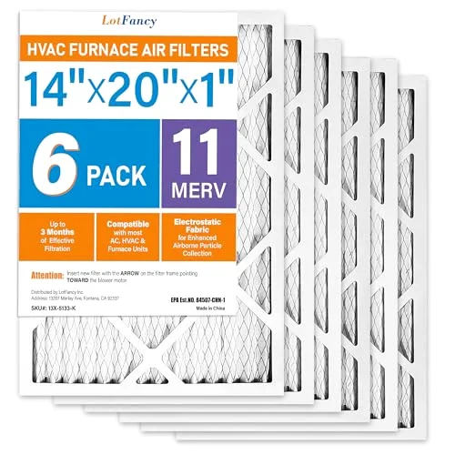 LotFancy Air Filter, 14x20x1 in, MERV 11, 6-pack