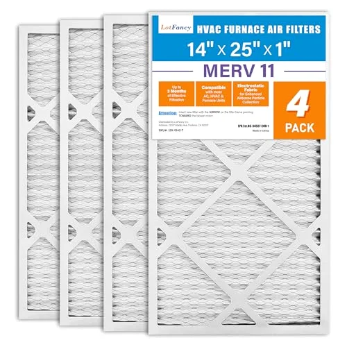 LotFancy Air Filter, 14x25x1 in, MERV 11, 4-pack