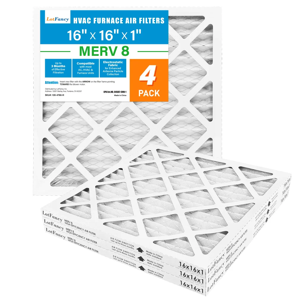 LotFancy Air Filter, 16x16x1 in, MERV 8, 4-pack