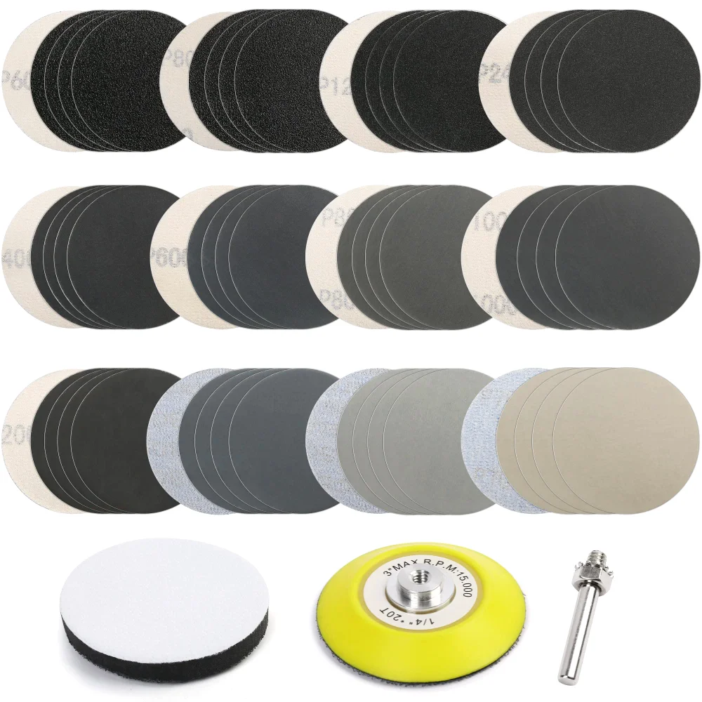 LotFancy Sanding Disc Hook and Loop, 3 in, 60-7000 grit, 60-pack