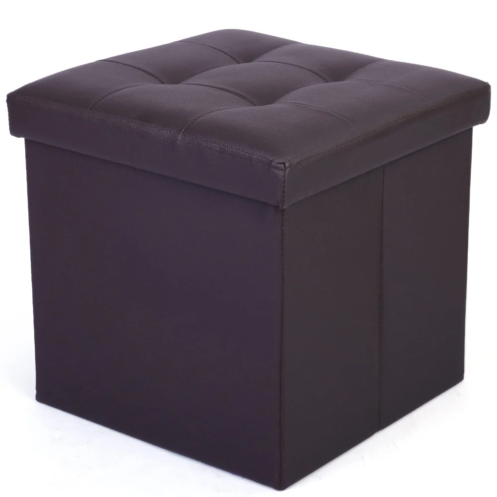 LotFancy Storage Ottoman Cube, 13x12x12 in, Brown