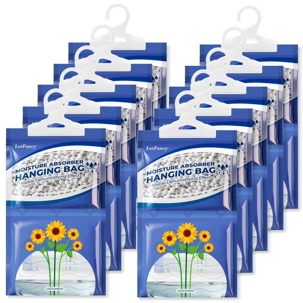 LotFancy Hanging Moisture Absorber Bag, 10-pack, White