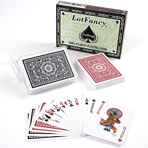 LotFancy Waterproof Playing Cards, 2 decks, 2-pack, Black