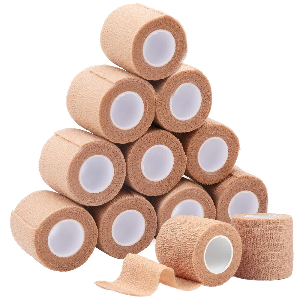 LotFancy Self Adhesive Bandage Wrap, 2 in, 5 yd rolls, 12-pack, Tan