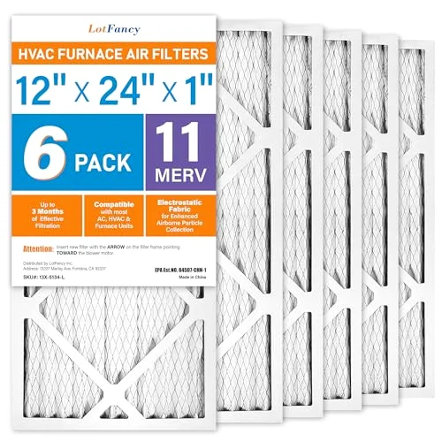 LotFancy Air Filter, 12x24x1 in, MERV 11, 6-pack