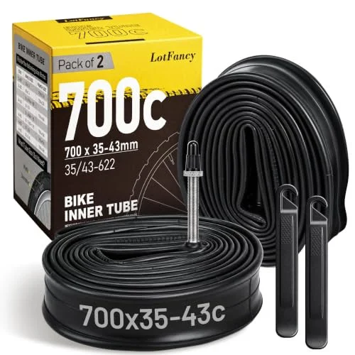 LotFancy 700C Bike Tube, 28 in, 2-pack, Black