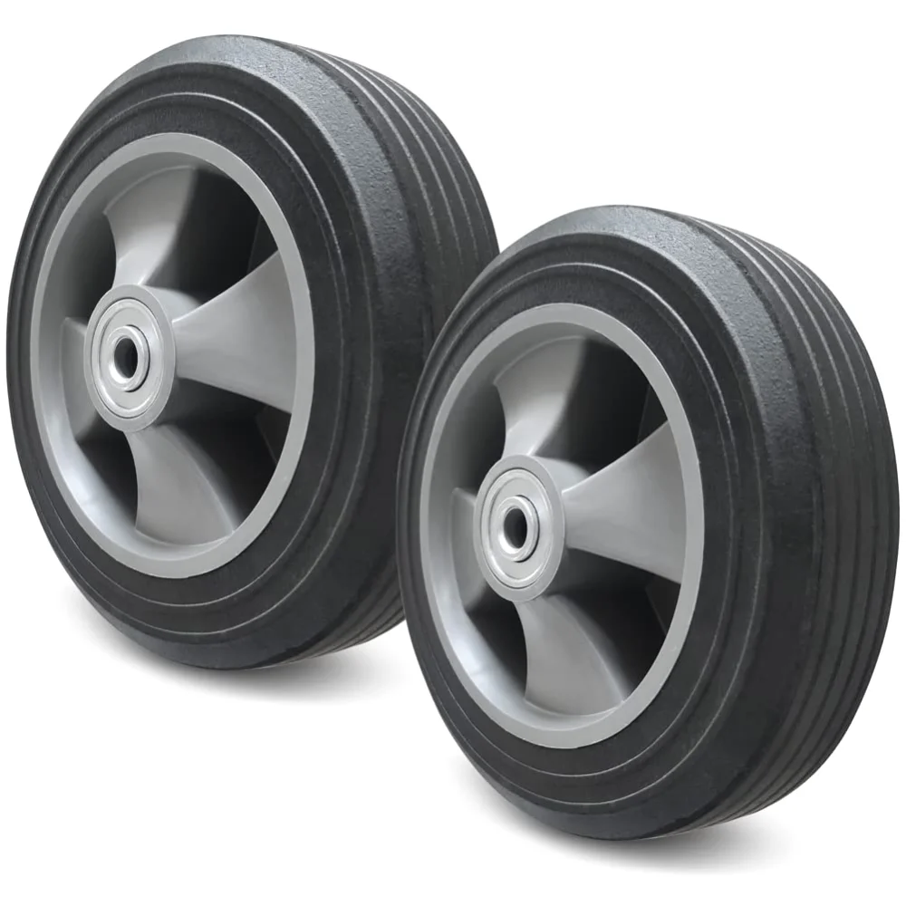 LotFancy Hand Truck Wheels, 8 in, 2-pack, Black