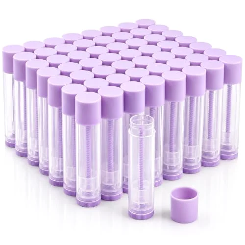 LotFancy Lip Balm Tube Empty, 50-pack, Purple