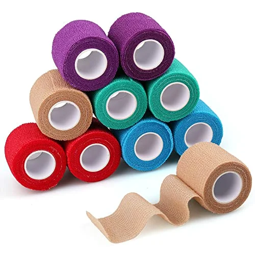 LotFancy Self Adhesive Vet Wrap, 2 in, 10-pack, Assorted Colors