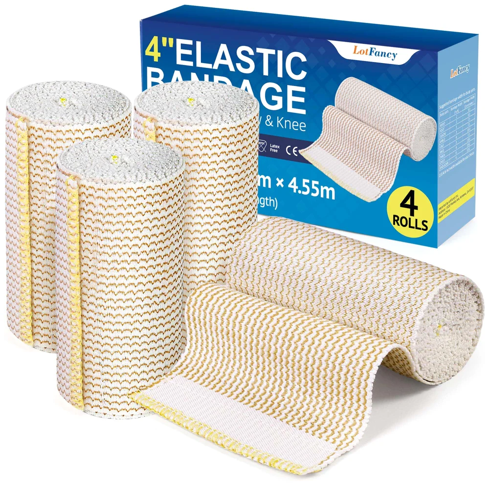 LotFancy Elastic Bandage Wrap, 4 in, 4-pack