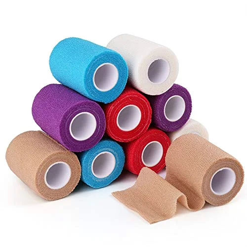 LotFancy Self Adhesive Bandage Wrap, 3 in, 5 yd rolls, 10-pack