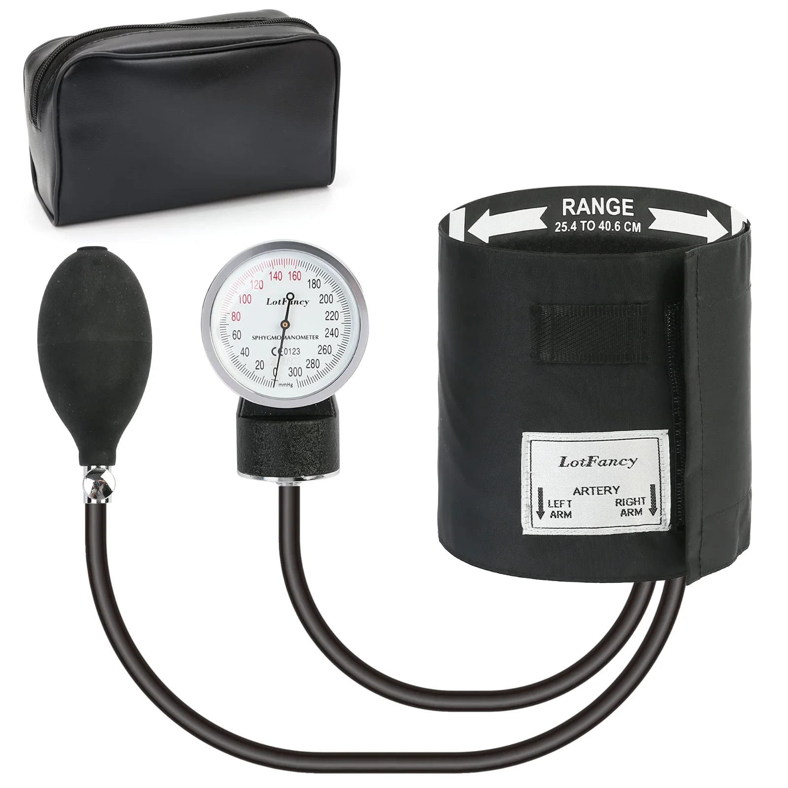 LotFancy Manual Blood Pressure Cuff Adult, fits 10-16 in, Black