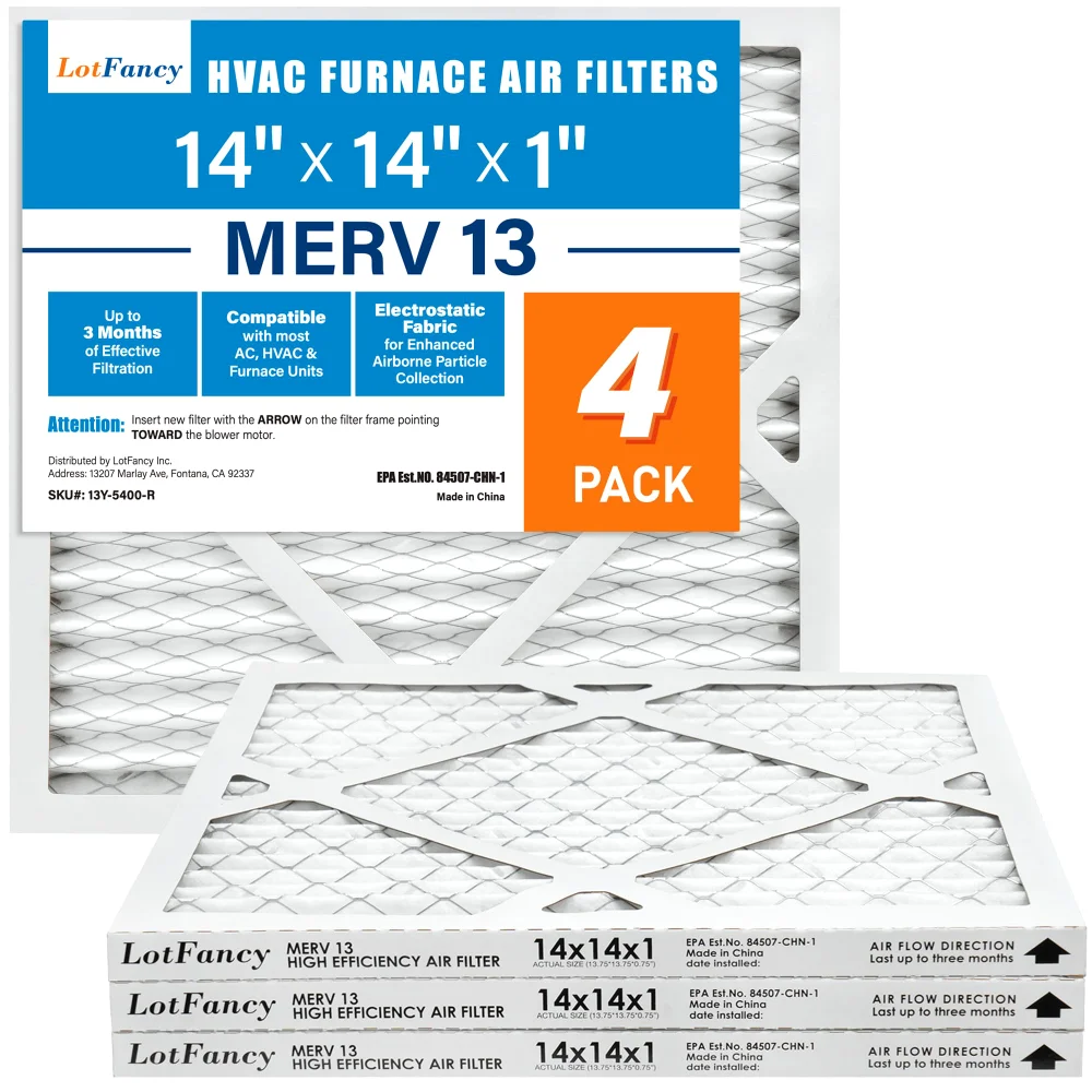 LotFancy Air Filter, 14x14x1 in, MERV 13, 4-pack