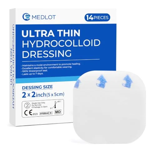 LotFancy Hydrocolloid Bandage, 2x2 in, 14-pack