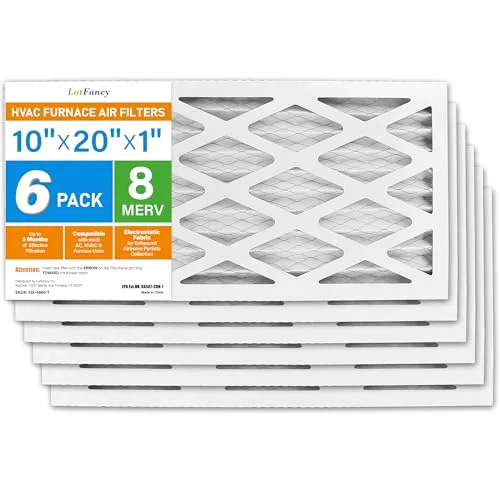 LotFancy Air Filter, 10x20x1 in, MERV 8, 6-pack