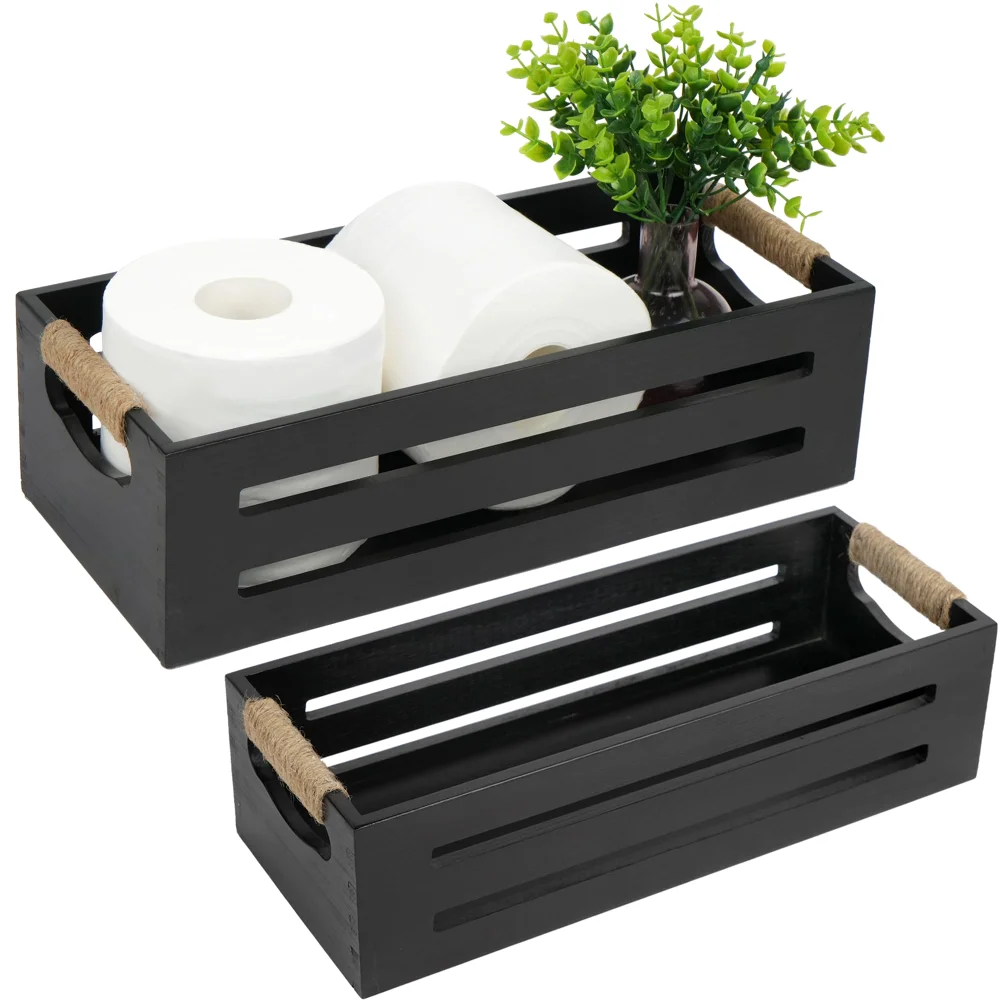 LotFancy Bathroom Decor Box, 2-pack, Black