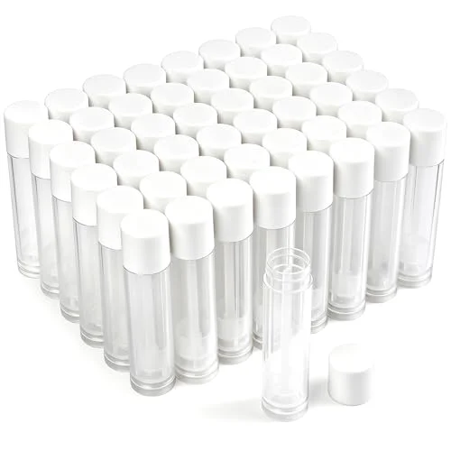 LotFancy Lip Balm Tube Empty, 50-pack, White