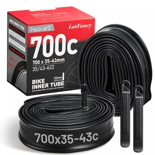 LotFancy Road Bike Tubes, 700x35-43c, 2-pack