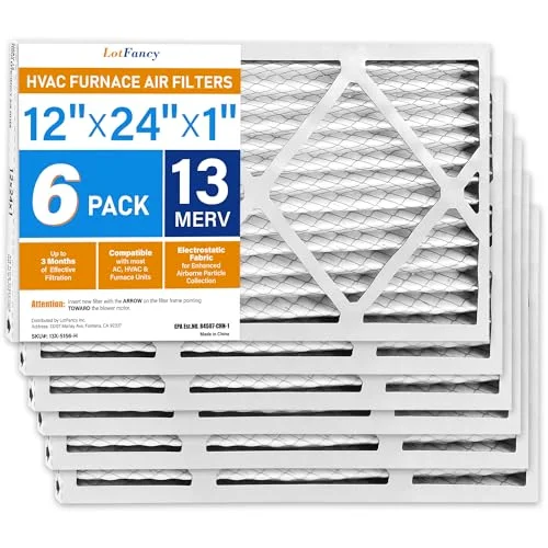 LotFancy Air Filter, 12x24x1 in, MERV 13, 6-pack