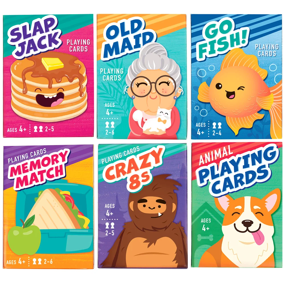 LotFancy Card Games for Kids, 6 decks, Multicolor