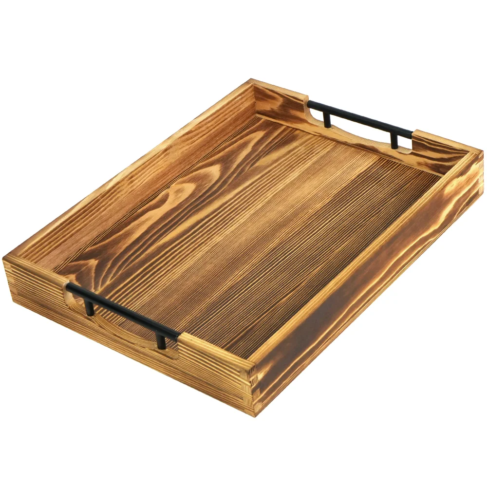 LotFancy Wood Serving Tray, 13 in, Brown