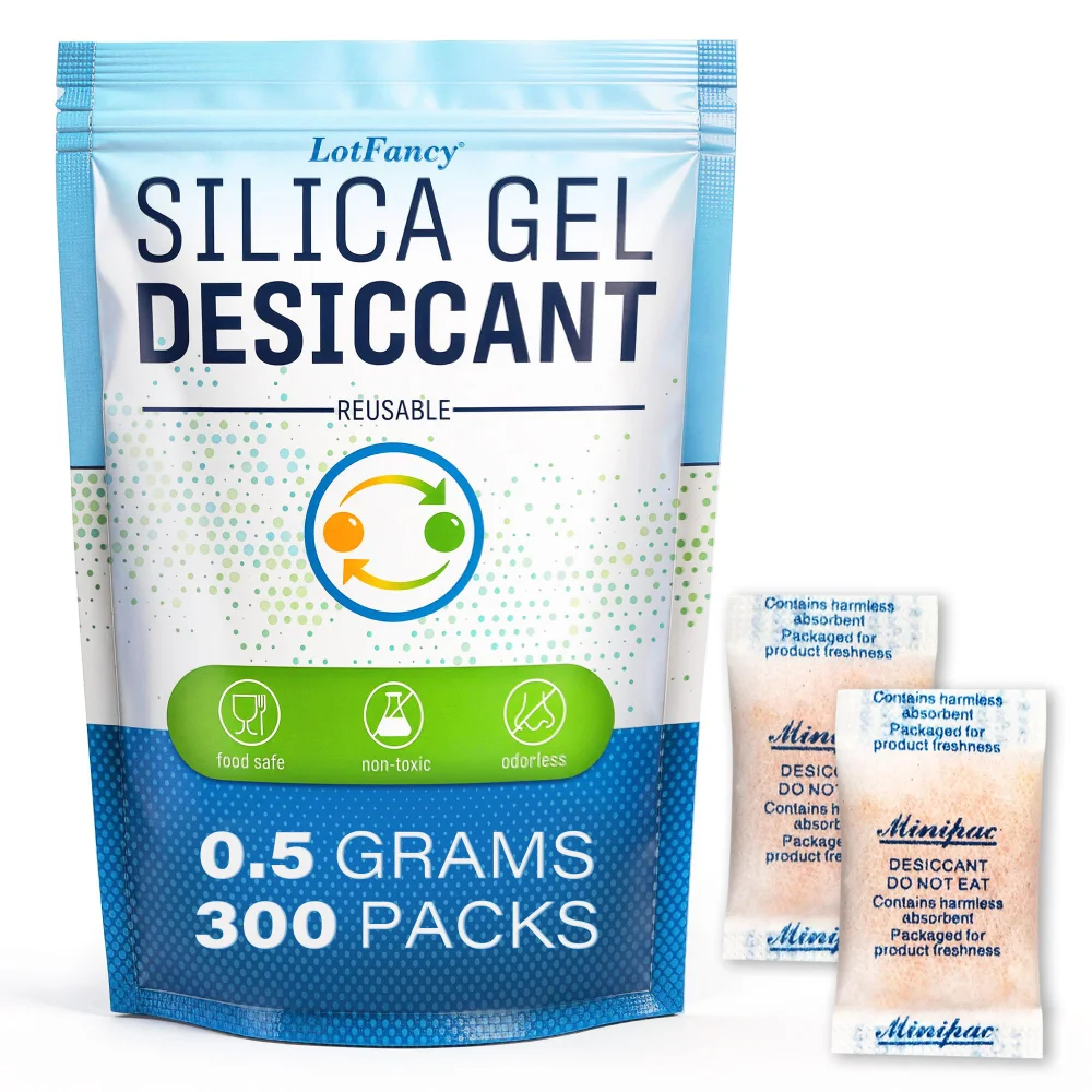 LotFancy Silica Gel Packets, 0.5 g packets, 300-pack, White
