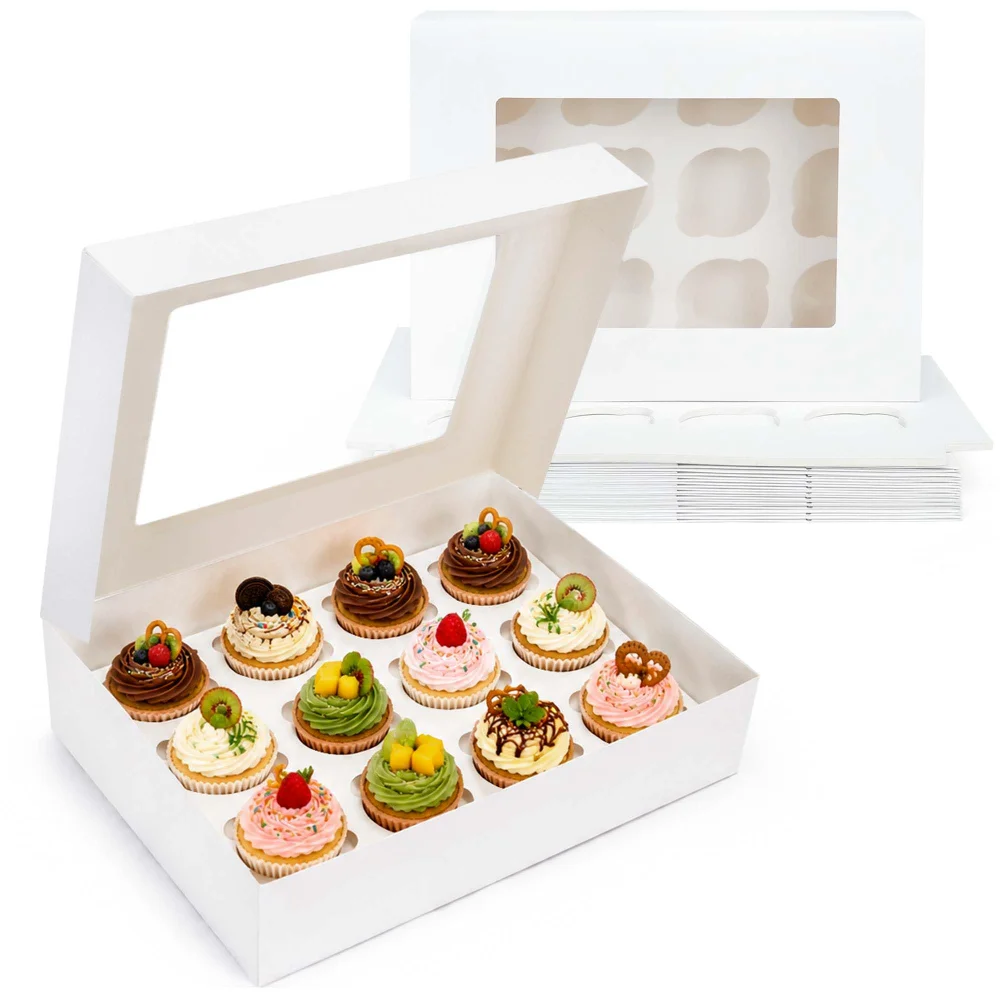 LotFancy Cupcake Box, 12-pack, White