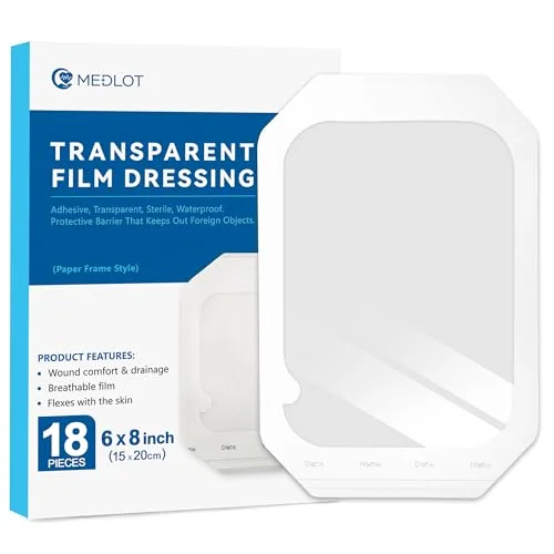 LotFancy Transparent Film Dressing, 6x8 in, 18-pack