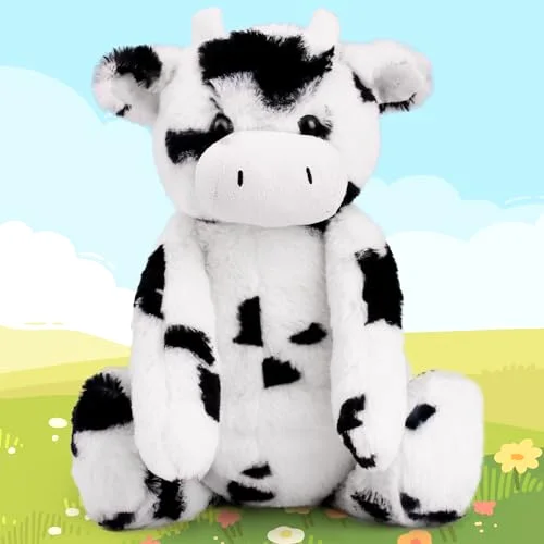 LotFancy Cow Stuffed Animal, 16 in, White