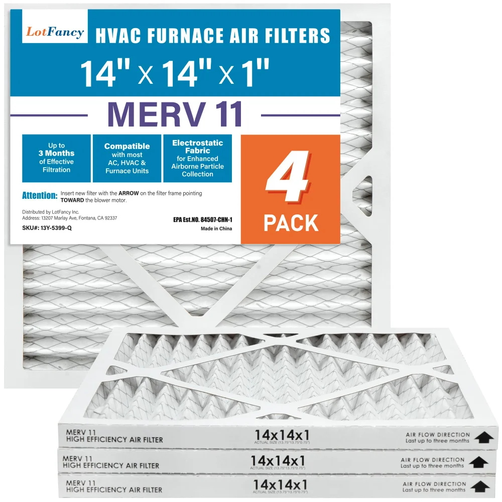 LotFancy Air Filter, 14x14x1 in, MERV 11, 4-pack