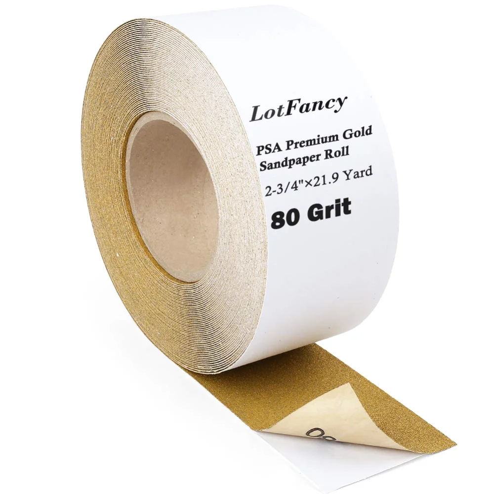 LotFancy PSA Sandpaper Roll, 4 in, 80 grit
