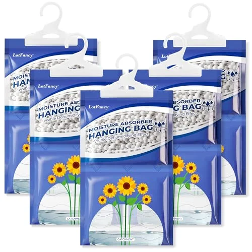 LotFancy Hanging Moisture Absorber Bag, 5-pack, White