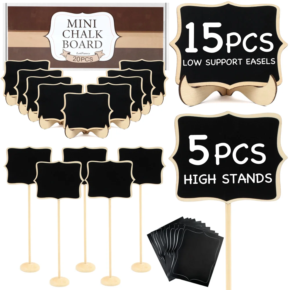 LotFancy Mini Chalkboard Sign, 20-pack, Black