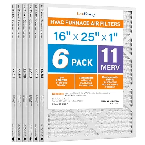 LotFancy Air Filter, 16x25x1 in, MERV 11, 6-pack