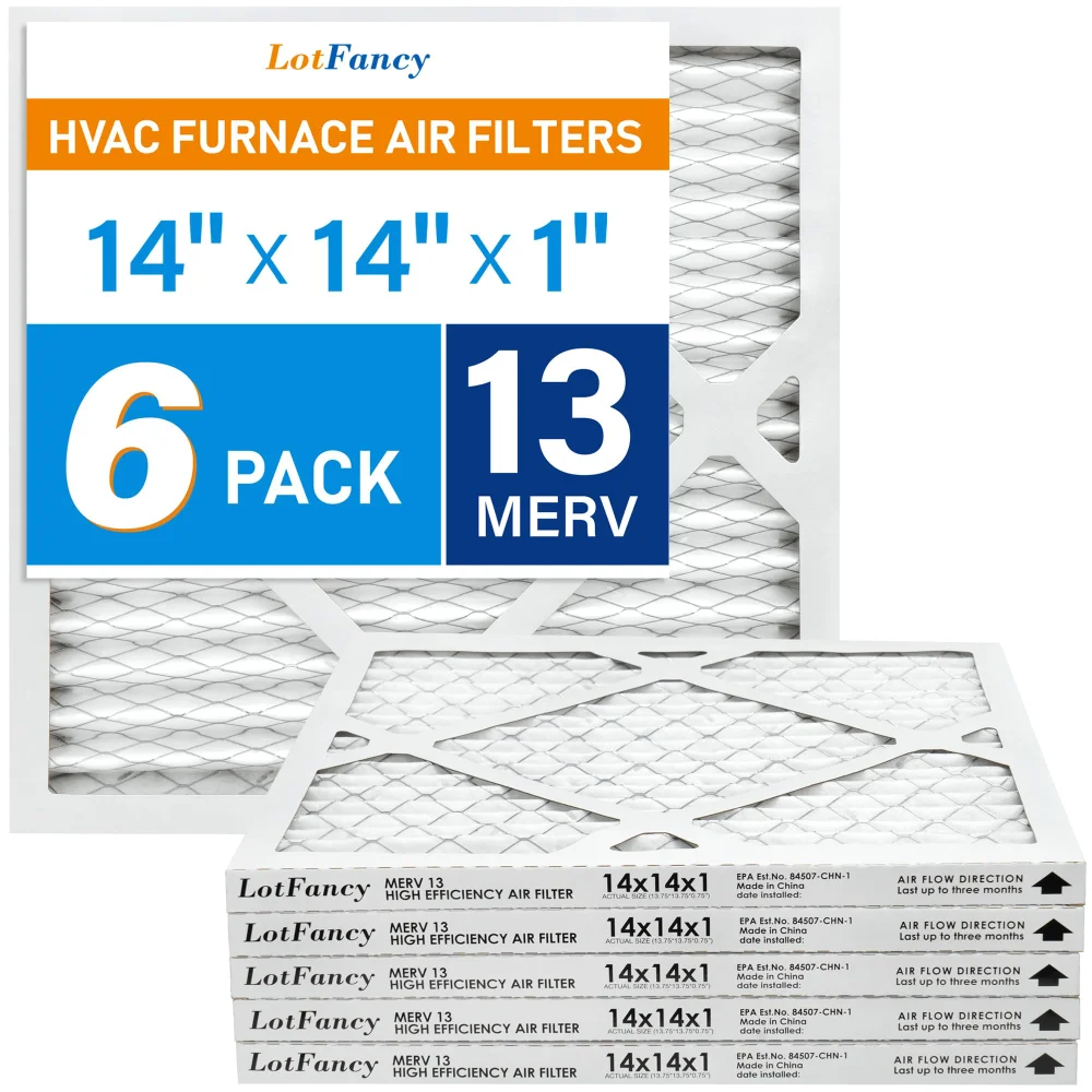 LotFancy Air Filter, 14x14x1 in, MERV 13, 6-pack