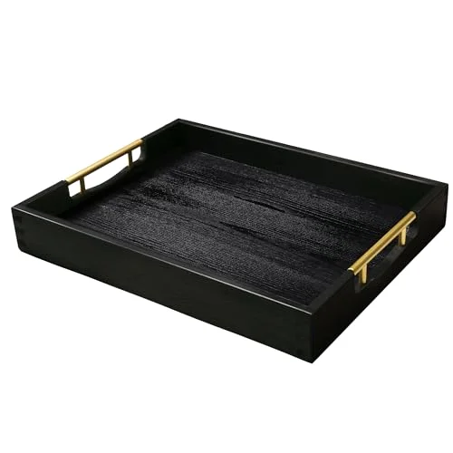 LotFancy Wood Serving Tray, 13 in, Black