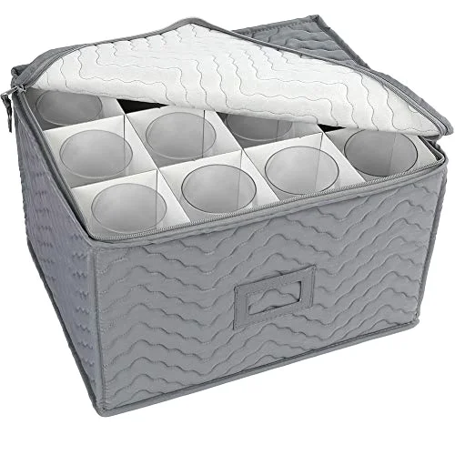 LotFancy Stemware Storage Container, 15.5x12.5 in, Gray