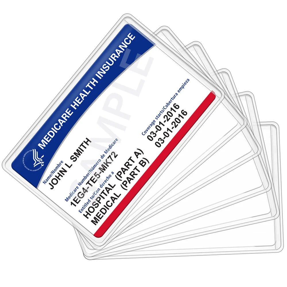 LotFancy Medicare Card Holder Protector Sleeves, 16-pack, Clear