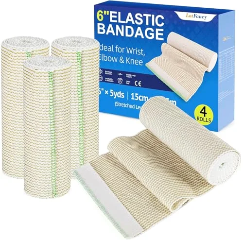 LotFancy Elastic Bandage Wrap, 6 in, 4-pack