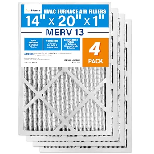 LotFancy Air Filter, 14x20x1 in, MERV 13, 4-pack