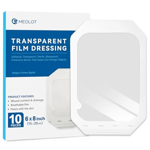 LotFancy Transparent Film Dressing, 6x8 in, Clear
