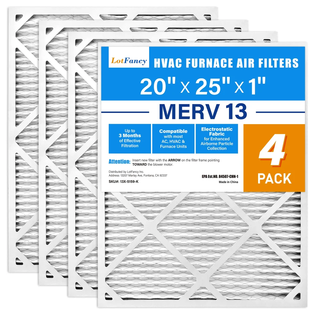 LotFancy Air Filter, 20x25x1 in, MERV 13, 4-pack