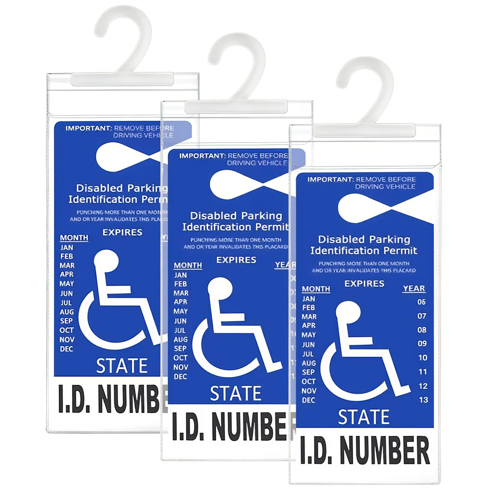 LotFancy Handicap Placard Holder, 3-pack, Clear