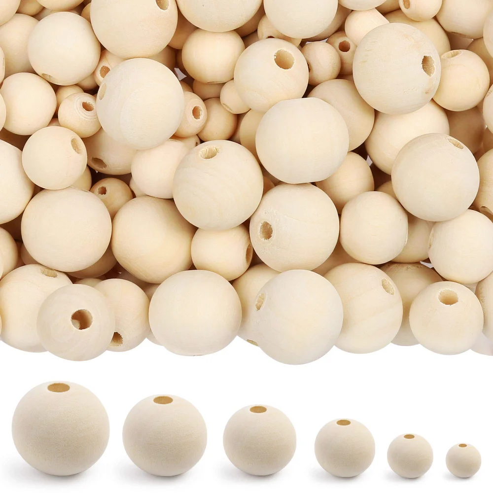 LotFancy Wooden Beads, 500-pack, Natural